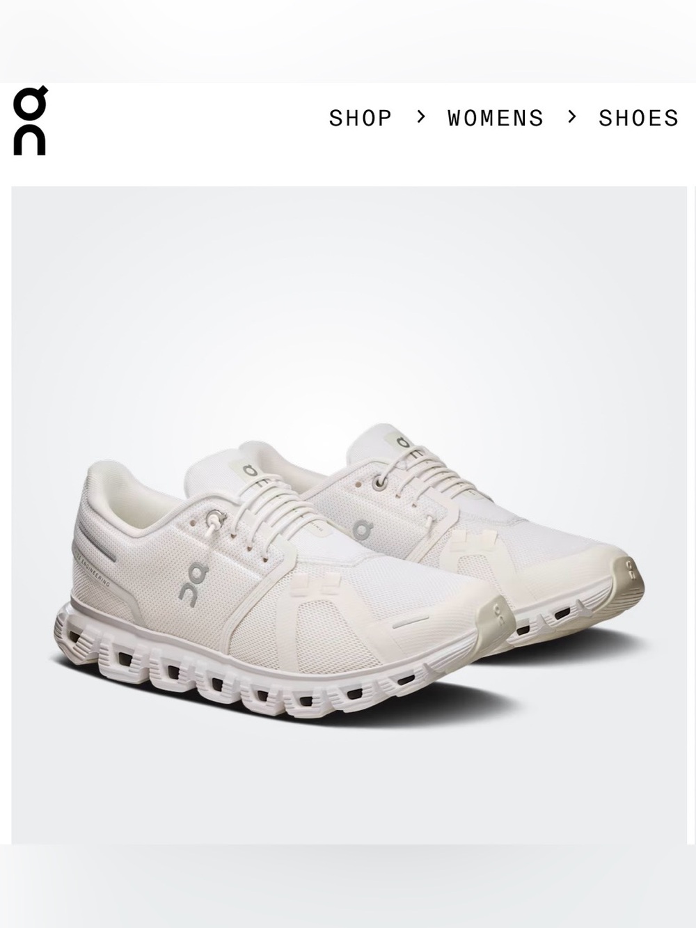 On Running Cloud 6 White | White women size 7  preowned